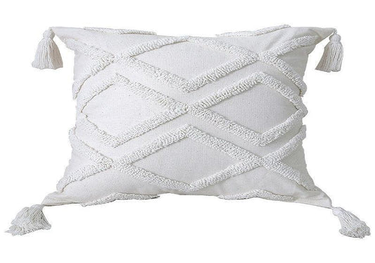 Boho Cotton Cushion Cover with Tassels | Tufted Design 16 - 45x45cm