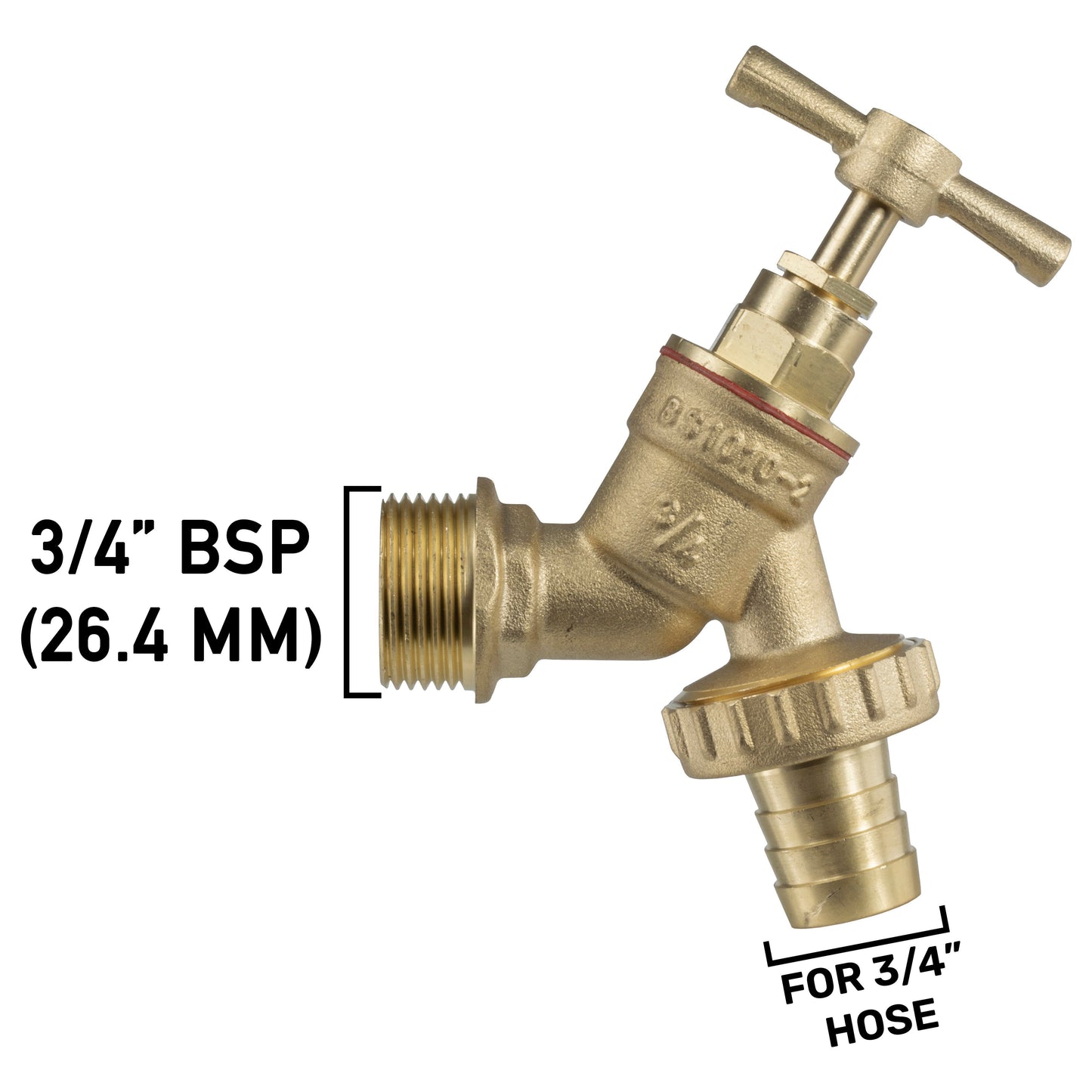 Wall Flange Kit 32mm MDPE - Brass Garden Tap 3/4in Barb for Outdoor Watering Kit