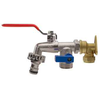 compare product 15mm Brass Wall Flange Kit with Double Tap Hose Connector Set BSP Thread Fitting