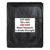 Black Silver L-Grade Tarpaulin 5m x 6m Heavy Duty Outdoor Sheet Waterproof Sheet