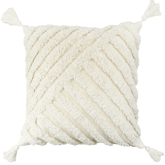 compare product Boho Cotton Cushion Cover with Tassels | Tufted Design 13 - 45x45cm Home Décor