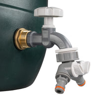 Water Butt Brass Kit 1in with Grey Dial Tap + Two-Way Splitter Hose Pipe Fitting